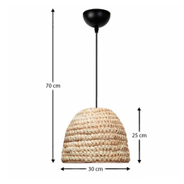 Φωτιστικό Οροφής Pena Megapap e27 από Σχοινί Μονόφωτο Χρώμα Φυσικό Ø30x70εκ.