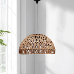 Φωτιστικό Οροφής Karon Megapap e27 από Σχοινί Μονόφωτο Χρώμα Φυσικό Ø29x70εκ.