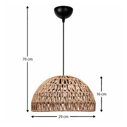 Φωτιστικό Οροφής Karon Megapap e27 από Σχοινί Μονόφωτο Χρώμα Φυσικό Ø29x70εκ.