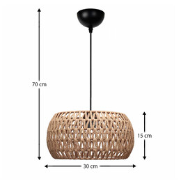 Φωτιστικό Οροφής Miranda Megapap e27 από Σχοινί Μονόφωτο Χρώμα Φυσικό Ø30x70εκ.