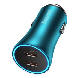 Baseus Φορτιστής Αυτοκινήτου Golden Contactor Pro, 2xusb, 40w (Μπλε)