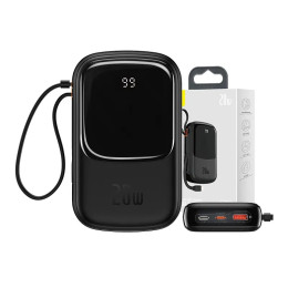 Powerbank Baseus Qpow pro With Lightning Cable, usb-c Port and usb 20000mah, 20w (Black)