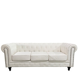 Καναπές Τριθέσιος ArteLibre AVERY Λευκό PU 208x90x73cm