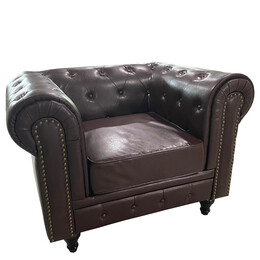 Πολυθρόνα ArteLibre AVERY Σκούρο Καφέ PU 100x90x73cm