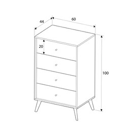 Συρταριέρα Terra Megapap Χρώμα Florida oak 60x44x100εκ.