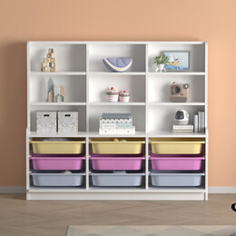 Βιβλιοθήκη Obia Megapap με 9 Συρτάρια Χρώμα Λευκό 132,6x30x115εκ.