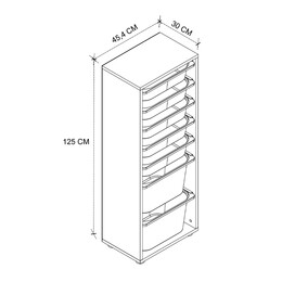 Συρταριέρα Κουζίνας - Μπάνιου Kayra Megapap με 7 Συρτάρια Χρώμα Λευκό 45,4x30x125εκ.