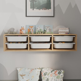 Συρταριέρα Επιτοίχια Pavia Megapap με 6 Συρτάρια Χρώμα Sapphire oak 132x31x30,7εκ.