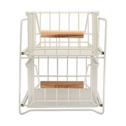 Estia Καλαθι Οργανωσης Allure Μεταλλικο 2 Επιπεδων Συρταρωτο Ivory
