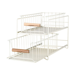 Estia Καλαθι Οργανωσης Allure Μεταλλικο 2 Επιπεδων Συρταρωτο Ivory