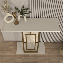 Κονσόλα Alderas Megapap Χρώμα Λευκό - Travertine - Χρυσό 90x29,6x76,8εκ.