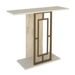 Κονσόλα Alderas Megapap Χρώμα Λευκό - Travertine - Χρυσό 90x29,6x76,8εκ.