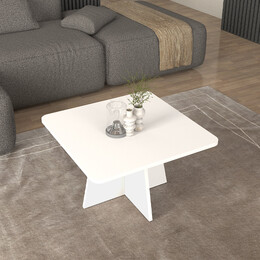 Τραπεζάκι Σαλονιού Sugar Megapap Χρώμα Λευκό 60x60x36,8εκ.