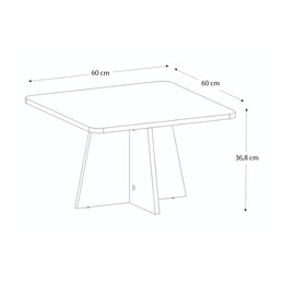 Τραπεζάκι Σαλονιού Sugar Megapap Χρώμα Λευκό 60x60x36,8εκ.