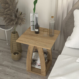 Τραπεζάκι Βοηθητικό - Κομοδίνο Deros Megapap Χρώμα Sepet oak 45x45x56εκ.