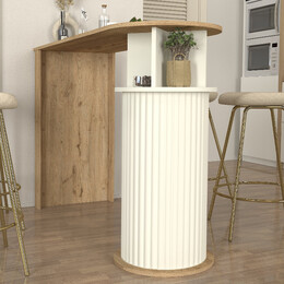 Τραπέζι Μπαρ Bohema Megapap Χρώμα Sepet oak - Ivory 150x51,6x101,8εκ.