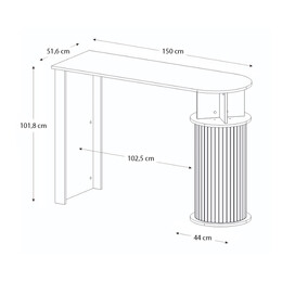 Τραπέζι Μπαρ Bohema Megapap Χρώμα Sepet oak - Ivory 150x51,6x101,8εκ.