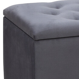 Σκαμπώ - Ταμπουρέ Lotus Megapap Βελούδινο Χρώμα Ανθρακί 90x40x50εκ.