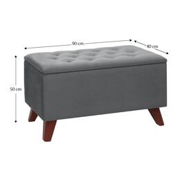 Σκαμπώ - Ταμπουρέ Lotus Megapap Βελούδινο Χρώμα Γκρι 90x40x50εκ.