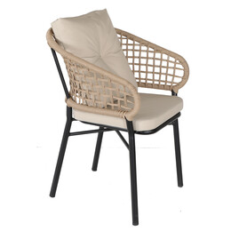 Πολυθρόνα Κήπου ArteLibre ANHUR Με Μαξιλάρια Μαύρο/Καφέ Αλουμίνιο/Rattan 60x58x84cm