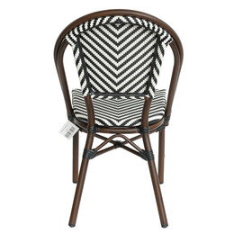 Πολυθρόνα Κήπου ArteLibre AKIRA Λευκό/Μαύρο/Καφέ Μπαμπού/Rattan 48x56x86cm