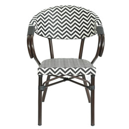 Πολυθρόνα Κήπου ArteLibre HARUTO Λευκό/Μαύρο/Καφέ Μπαμπού/Rattan 57x57x82cm