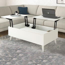 Τραπεζάκι Σαλονιού roy Megapap με Σερβιτόρο Χρώμα Λευκό 121x69x40εκ.