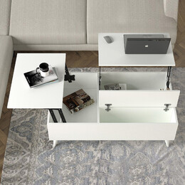 Τραπεζάκι Σαλονιού roy Megapap με Σερβιτόρο Χρώμα Λευκό 121x69x40εκ.