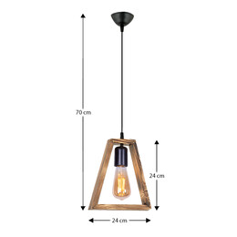 Φωτιστικό Οροφής Esela Megapap e27 Ξύλινο Μονόφωτο Χρώμα Φυσικό 24x4x70εκ.