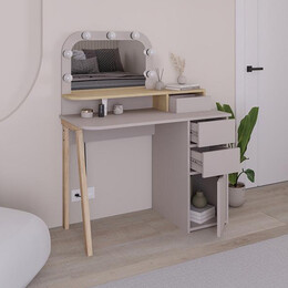 Τουαλέτα με Καθρέπτη Avien Megapap Χρώμα Ανοιχτή Μόκα - Φυσικό Οξιάς 105x51,1x131εκ.