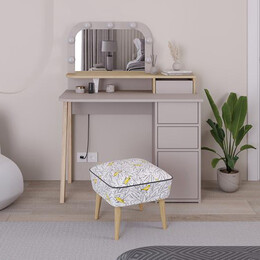 Τουαλέτα με Καθρέπτη Avien Megapap Χρώμα Ανοιχτή Μόκα - Φυσικό Οξιάς 105x51,1x131εκ.