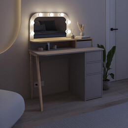 Τουαλέτα με Καθρέπτη Avien Megapap Χρώμα Ανοιχτή Μόκα - Φυσικό Οξιάς 105x51,1x131εκ.