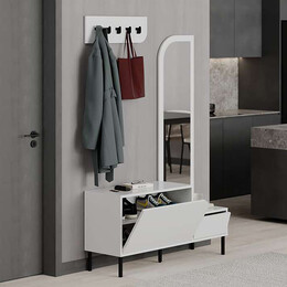 Έπιπλο Εισόδου Mila Megapap με Κρεμάστρα Χρώμα Λευκό 120x37x171,6εκ.