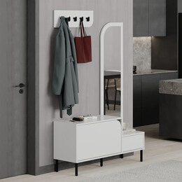 Έπιπλο Εισόδου Mila Megapap με Κρεμάστρα Χρώμα Λευκό 120x37x171,6εκ.