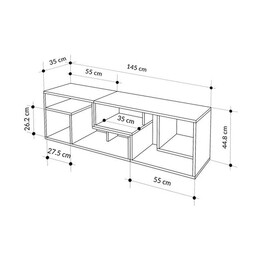Έπιπλο Τηλεόρασης Glis Megapap Πολυμορφικό Χρώμα Sapphire oak - Λευκό 145x35x44,8εκ.