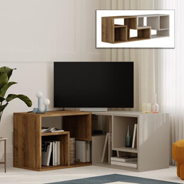 Έπιπλο Τηλεόρασης Glis Megapap Πολυμορφικό Χρώμα Ανοιχτό Καρυδί - Sandstone 145x35x44,8εκ.