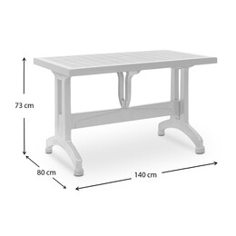 Τραπέζι Πολυπροπυλενίου Callan Megapap Χρώμα Λευκό 140x80x73εκ.