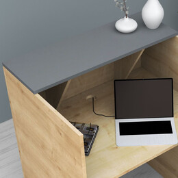 Γραφείο Reception Gemini Megapap Χρώμα Φυσικό Οξιάς - Ανθρακί 90x50x110εκ.