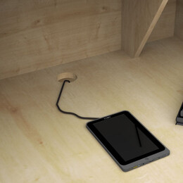 Γραφείο Reception Gemini Megapap Χρώμα Φυσικό Οξιάς - Ανθρακί 90x50x110εκ.