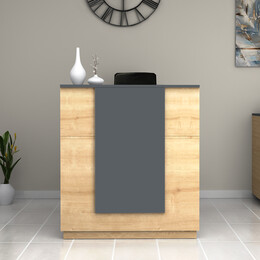 Γραφείο Reception Gemini Megapap Χρώμα Φυσικό Οξιάς - Ανθρακί 100x70x110εκ.