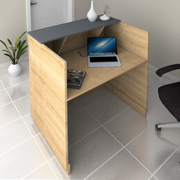 Γραφείο Reception Gemini Megapap Χρώμα Φυσικό Οξιάς - Ανθρακί 100x70x110εκ.