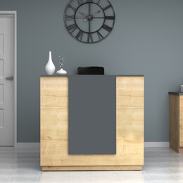 Γραφείο Reception Gemini Megapap Χρώμα Φυσικό Οξιάς - Ανθρακί 120x70x110εκ.