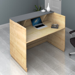 Γραφείο Reception Gemini Megapap Χρώμα Φυσικό Οξιάς - Ανθρακί 120x70x110εκ.