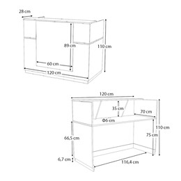 Γραφείο Reception Gemini Megapap Χρώμα Λευκό 120x70x110εκ.