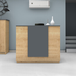 Γραφείο Reception Gemini Megapap Χρώμα Φυσικό Οξιάς - Ανθρακί 150x70x110εκ.