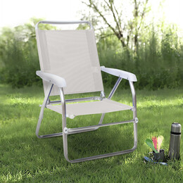 Καρεκλάκι Παραλίας alu Megapap Αλουμινίου Χρώμα Λευκό 54x52x80εκ.