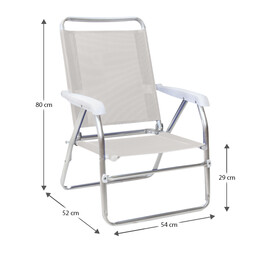 Καρεκλάκι Παραλίας alu Megapap Αλουμινίου Χρώμα Λευκό 54x52x80εκ.