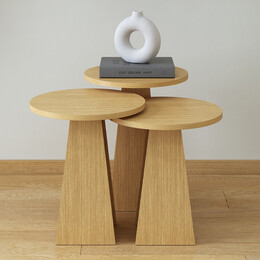 Τραπεζάκια Βοηθητικά σετ 3 τμχ Como Megapap Χρώμα oak