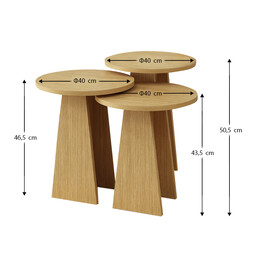 Τραπεζάκια Βοηθητικά σετ 3 τμχ Como Megapap Χρώμα oak