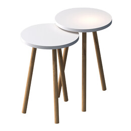 Τραπεζάκια Βοηθητικά σετ 2 τμχ Roma Megapap Χρώμα Λευκό Ø34x46εκ.